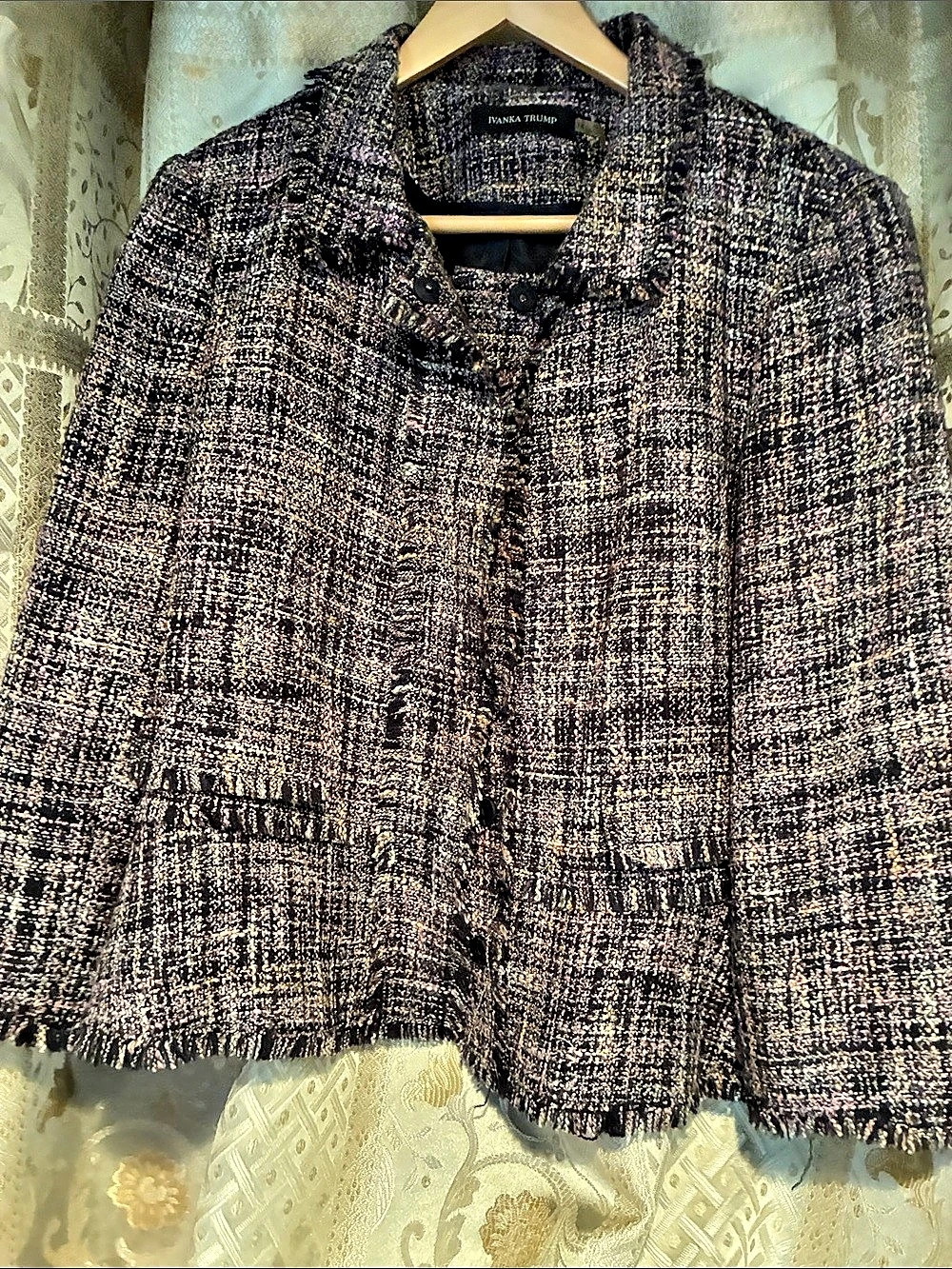 Ivanka Trump Plaid Jacket in Black & Pink Size 14 Like New